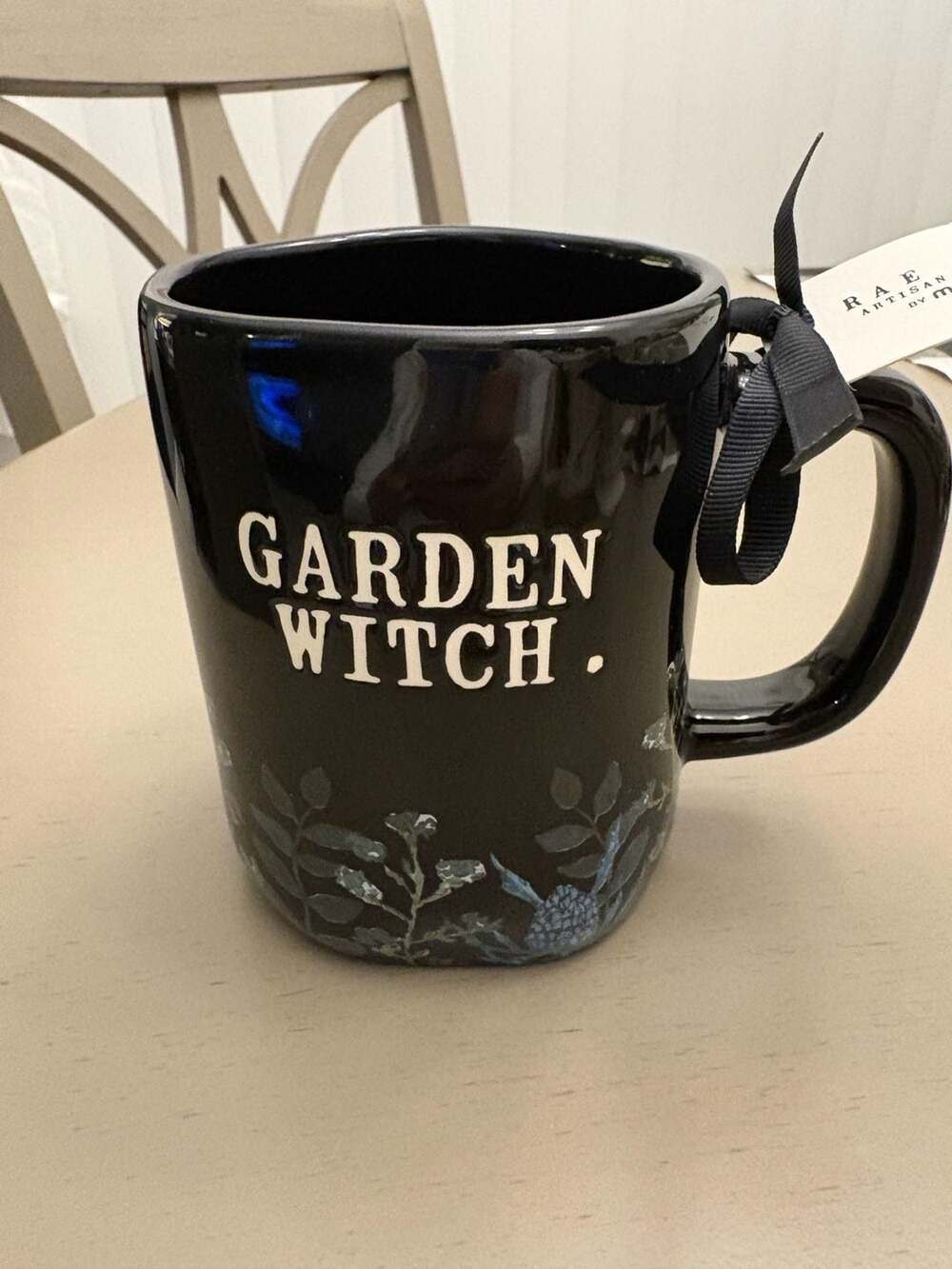 Rae Dunn Garden Witch Coffee Mug Black Ceramic